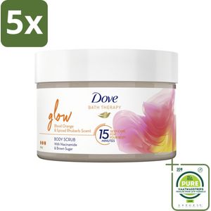 5 x Dove Bath Therapy Glow Bodyscrub 295 ml - Grootverpakking - Huidverzorging - Body Scrub - Stralende Huid - Niacinamide - Bruine Suiker