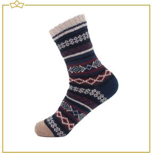 ATTREZZO® Huissokken - Noorse Sokken - Wintersokken - maat 43/46 - Donkerblauw/Donkerrood