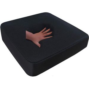 Visco-elastisch zitkussen voor rolstoel auto bus vrachtwagen en reizen - ergonomisch viscoelastisch kussen - 45 x 43 x 7 cm - zwart met polyester bekleding