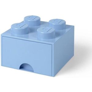 Lego - Opbergbox - Brick 4 - Met 1 Lade - Vierkant - 6 liter - Stapelbaar - Kunststof - Blauw