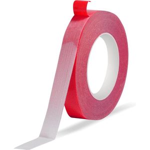 15mm x 20 m Dubbelzijdige Tape Transparant - Extra Sterke Dubbelzijdige Tape - Super Sticky - Voor Muren - Eenvoudig Gebruik - Rood .