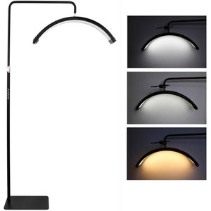 Moonlight Lamp - Maan Lamp - Stalamp Salon - Salon Verlichting - Wimperstylist Lamp - Behandel Lamp - Met Telefoonhouder - Dimbaar - Zwart - 180 cm