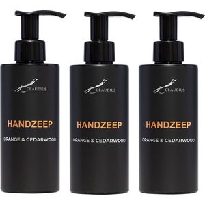 Handzeep Sweet Orange & Cedarwood 300 ml - met pomp - zwarte fles - set van 3 stuks - Voordeelverpakking