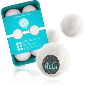 Set van 6 duurzame drogerballen van schapenwol - inclusief opbergdoos