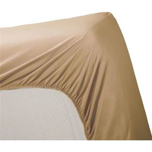 Excellent hoeslaken katoen khaki - 180x200 (lits-jumeaux) - fijn geweven en ademend - heerlijk zacht en comfortabel - perfecte pasvorm - zalig slapen