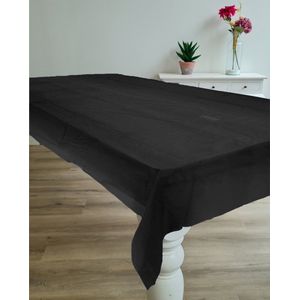Givi Italia Feest tafelkleed van pvc - 2x - zwart - 240 x 140 cm - tafel versiering - kunststof tafelkleden