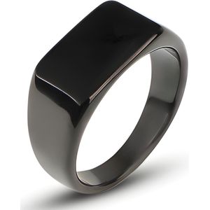 Zegelring Heren Zwart - Cadeau voor Man - Mannen Cadeautjes Accesoires