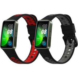 kwmobile 2x armband geschikt voor Huawei Band 8 - Bandjes voor fitnesstracker in zwart / rood / zwart / grijs