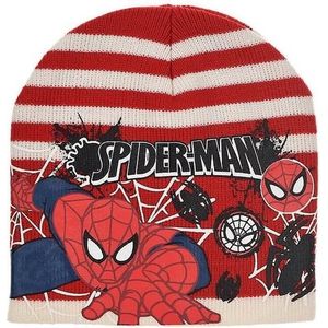 Rood-wit gestreepte muts van Spiderman maat 52 cm