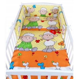 BabyLux 6-delige Kinderledikantset 100x135cm Katoen - Schapen Oranje