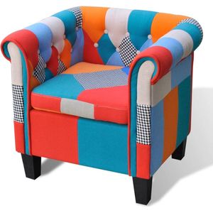 The Living Store Patchwork Fauteuil - Polyester - 68.5x60.5x65cm - Multiplex Frame