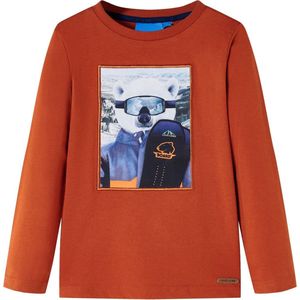 vidaXL - Kindershirt - met - lange - mouwen - 140 - lichtroestkleurig