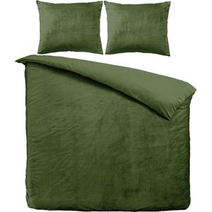 Beau Maison - Velvet Dekbedovertrek - 200 x 200/220 cm + 2 kussenslopen - Groen