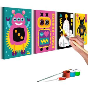 Doe-het-zelf op canvas schilderen - Robots.
