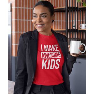 Moederdag T-shirt I Make Awesome Kids | Rood - Maat XL | Moederdag Cadeautje