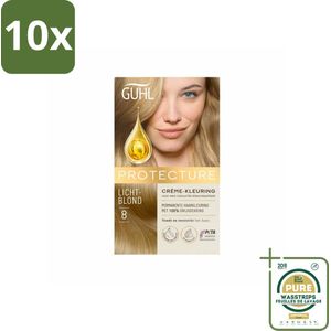 10 x Guhl - Crème-kleuring - No. 8 Lichtblond Beschermend - Haarverf - Grootverpakking - Haarverf - Lichtblond - Grijsdekking - Beschermende Crème-kleuring - Permanente Haarverf