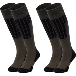 NOMAD® Skisokken Essential 2-Pack | 35/38 Donkergroen | Warme sokken Dames / Heren | Lange Huissokken / Wandelen / Sporten | Knie Kousen | Goede vochtafvoer