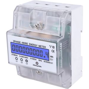 3-fase digitale stroommeter - Geijkte 4-draads elektriciteitsmeter voor DIN-rail, 230/400V, 100A