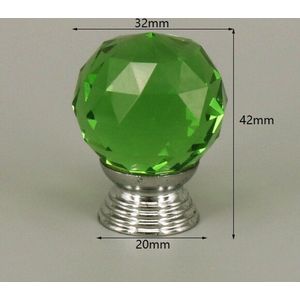 3 Stuks Meubelknop Kristal - Groen & Zilver - 4.2*3.2 cm - Meubel Handgreep - Knop voor Kledingkast, Deur, Lade, Keukenkast