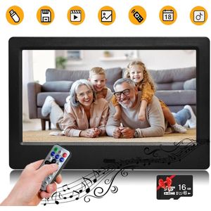 Gsedaox - Digitale Fotolijst 7 Inch - 16:9 - resolutie 800 x 480 - Digitaal Fotolijstje - met afstandsbediening - opslagcapaciteit 16 GB- zwart
