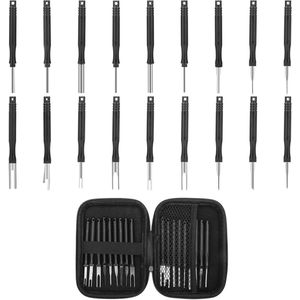 Thelau - 18-delige gereedschapsset voor het verwijderen van terminals in auto's - Autodeuropeningsgereedschap - Autokabel- en stekkerdemontagegereedschap - Pintrekker - Reparatieverwijderaar - Sleutelgereedschap met opbergdoos