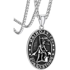 Heilige Florian-ketting voor heren en jongens 22 cm lang roestvrij stalen brandweerketting voor verjaardag Valentijnsdag