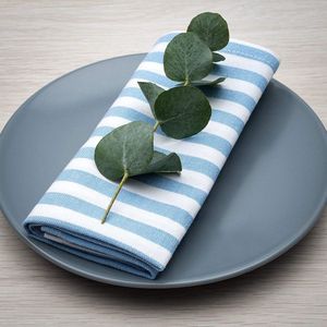FILU Servetten 8-pack half linnen (linnen/katoen) lichtblauw/wit gestreept (kleur en design naar keuze) 45 x 45 cm - hoogwaardige stoffen servetten in Scandinavische landhuisstijl