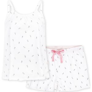 Little Label - shortama dames - wit bloemetjes - L / 40-42 - extra zachte bio-katoen