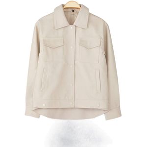 Trendyol Ecru Oversized, Gevormde Zoom, Afneembaar, Dun Imitatieleren Jasje Twoaw26Mo00068