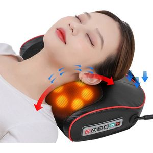 WizBay Premium Select® Nek Infrarood Massage Kussen - Shiatsu Massagekussen - Nekstretcher - Nek Kussen - 3 Standen Vibratie Low Medium High - Warmte Massage - Cervical Spine Ontlasting - Super Soft Rebound - Kleur Zwart