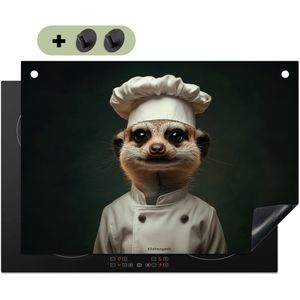 KitchenYeah® Inductie beschermer 75x52 cm - Dier - Kok - Stokstaartje - Kookplaataccessoires - Afdekplaat voor kookplaat & Spatscherm achterwand - Inductiebeschermer - Inductiemat - Inductieplaat mat - Keuken decoratie
