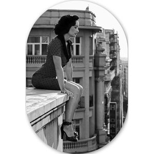 Madrid - Architectuur - Spanje - Vrouw Kunststof plaat (3mm dik) - Ovale spiegel vorm op kunststof