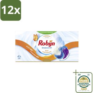 Robijn – 3-in-1 Wascapsules – Stralend Wit - 26 Capsules - Voordeelverpakking - 12 stuks - Wasverzachter - Wasgeur