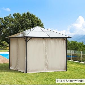 4 Zijwanden voor 3x3 m Paviljoen met Haken | Tuinpaviljoen Partytent van Polyester Beige 302 x 205 cm