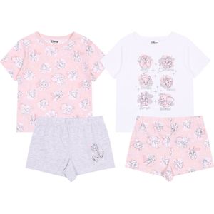 2x Wit-roze meisjespyjama met korte mouwen = Dumbo, Bambi, Lady en de Vagebond