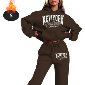 Livano Joggingpak - Huispak - Volwassenen - Trainingspak - Comfortabel - Joggingsbroek - Tracksuit - Dames - Koffie - S