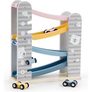 PolarB - houten autobaan - 4 autootjes - houten speelgoed vanaf 18+ maanden