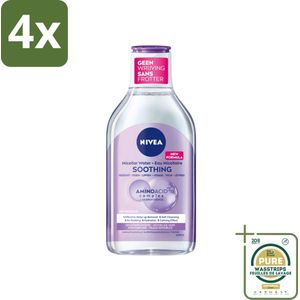 NIVEA - Micellair Water - Essentials Verzachtend - Gevoelige huid - Met Aminozuren & Dexpanthenol - Make-up Verwijderaar - 400 ml - Voordeelverpakking - 4 stuks - Gevoelige huid - Make-up remover