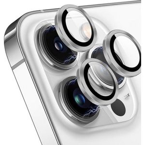 Geschikt Voor Iphone 15 pro max - Camera glas protectie - Lens beschermer - Zilver