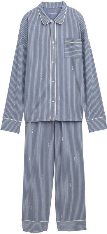 Tom Tailor - Pyjama - Blauw - Lange Broek - Nachtgoedcollectie