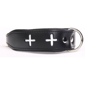 Dog's Companion Leren Halsband - Swiss - Lengte: 50 cm Verstelbaar van 40-47 cm x 40 mm - Zwart