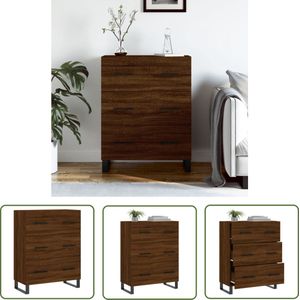The Living Store Dressoir 69,5x34x90 cm bewerkt hout bruin eikenkleur - Dressoir - Kast - Buffetkast - Houten Dressoir - Vintage Dressoir