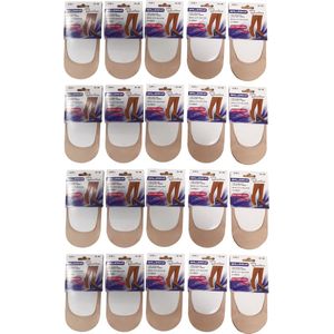 Breitex dames Kousenvoetjes - Footies 20 paar met siliconen band, beige maat 35-38