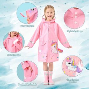 Regenjas, lichte kinderregenjas, waterdichte transparante hoedrand, verbreden, reflecterend design, regenponcho met capuchon ,Maat 90-104