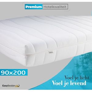 Easy Bedden - 90x200 - 14 cm dik - 7 zones - Koudschuim HR45 Matras - Afritsbare hoes - Premium hotelkwaliteit - 100 % veilig