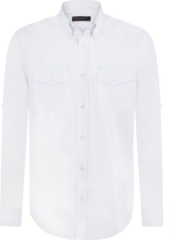 Felix Hardy - Linnen Katoen Blend Shirt - Overhemd - Wit