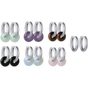 Di Lusso oorringenset Tess stainless steel met natuursteen donuts