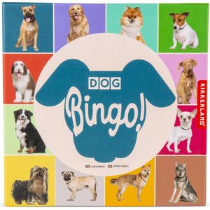 Kikkerland Dog Bingo - 54 honden rassen - 12 bingokarten - Reisspel - Pocket spel - Voor maximaal 12 spelers