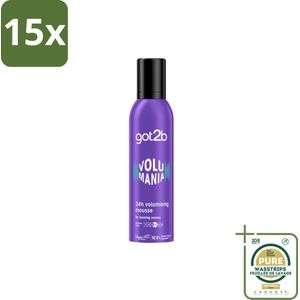 15 x Got2B - Volumemousse - Volumania 24H - 250 ml - Grootverpakking - Haar Volume - Volumemousse - 24 Uur Hold - Vegan Haarproduct - Natuurlijke Formule