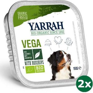2x12x150 gr Yarrah dog alu brokjes vega met rozenbottels hondenvoer NL-BIO-01